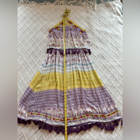 RAGA Women’s Tropic Bird Halter Dress. Purple, yellow. Size LARGE - Picture 8 of 9